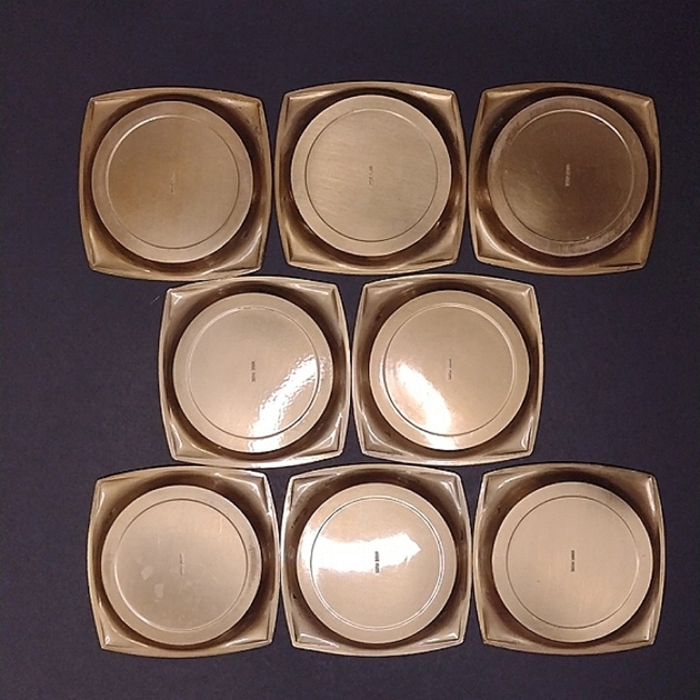 Vintage Hyde Park Brass Square Coaster Set of 8 Embossed Letter G - Picture 2 of 7